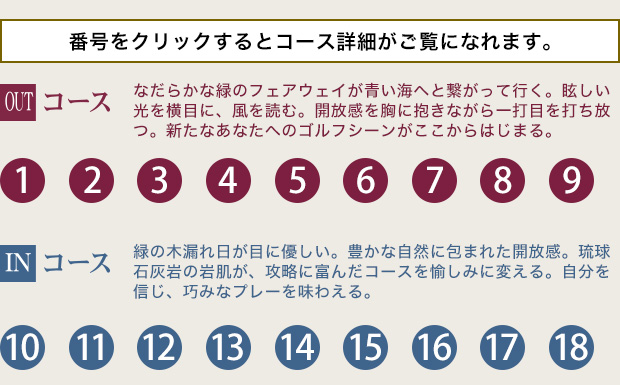 番号をクリックするとコース詳細がご覧になれます。
